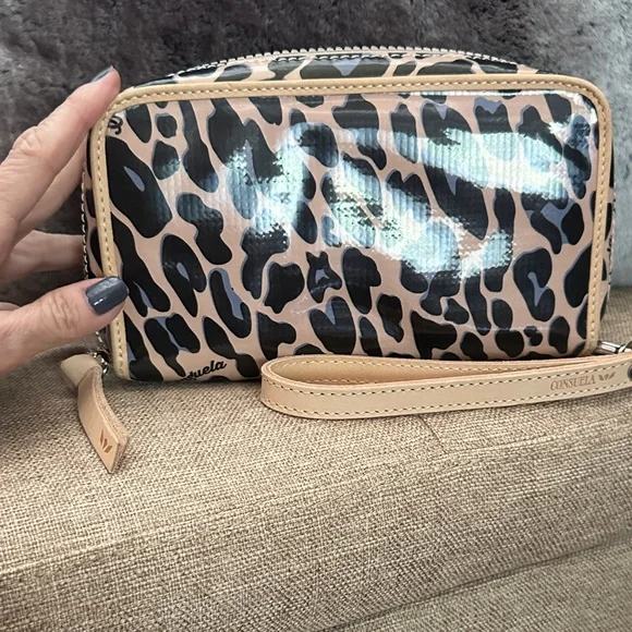 Consuela Black and Tan Leopard Wristlet - Picture 2 of 5